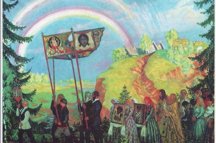 Крестный ход. Кустодиев Б.М. 1915 г.