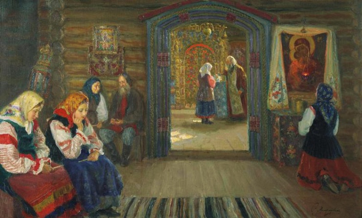 У исповедника. С.Д. Милорадович 1915 г.