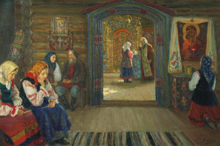 У исповедника. С.Д. Милорадович 1915 г.