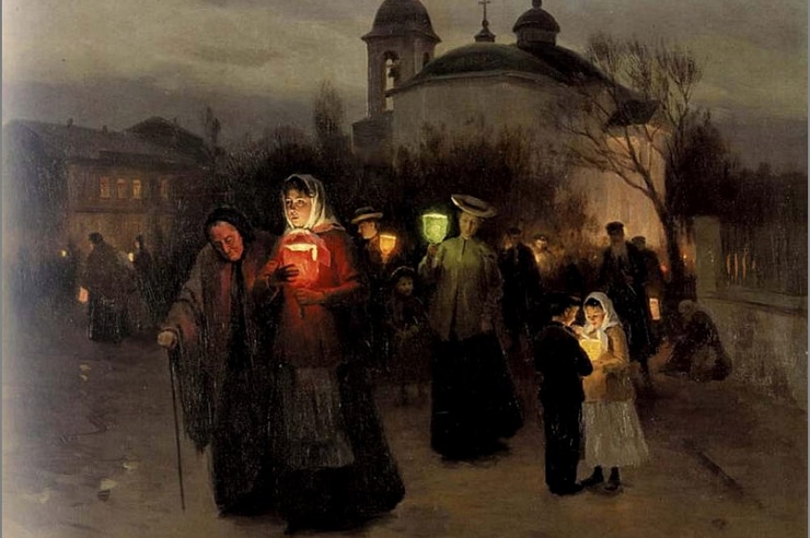 Выход из церкви в Страстной четверг. Н .Пимоненко