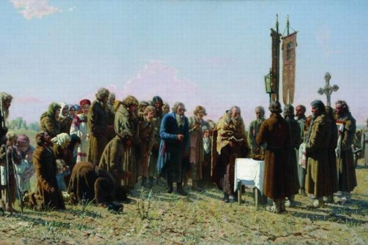 Молебен во время засухи. Мясоедов Г.Г. 1880 г.